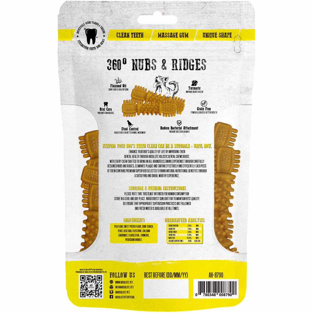 $3 OFF: Absolute Holistic Boost Turmeric Petite Grain-Free Dental Dog Chews 160g