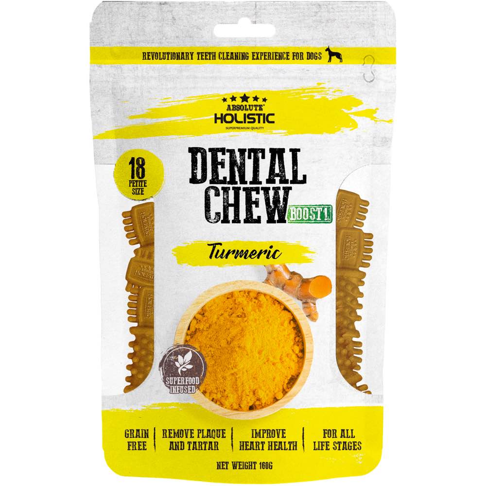 $3 OFF: Absolute Holistic Boost Turmeric Petite Grain-Free Dental Dog Chews 160g