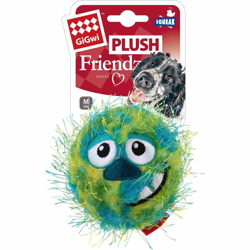 GiGwi Plush Friendz Ball Dog Toy (Green)