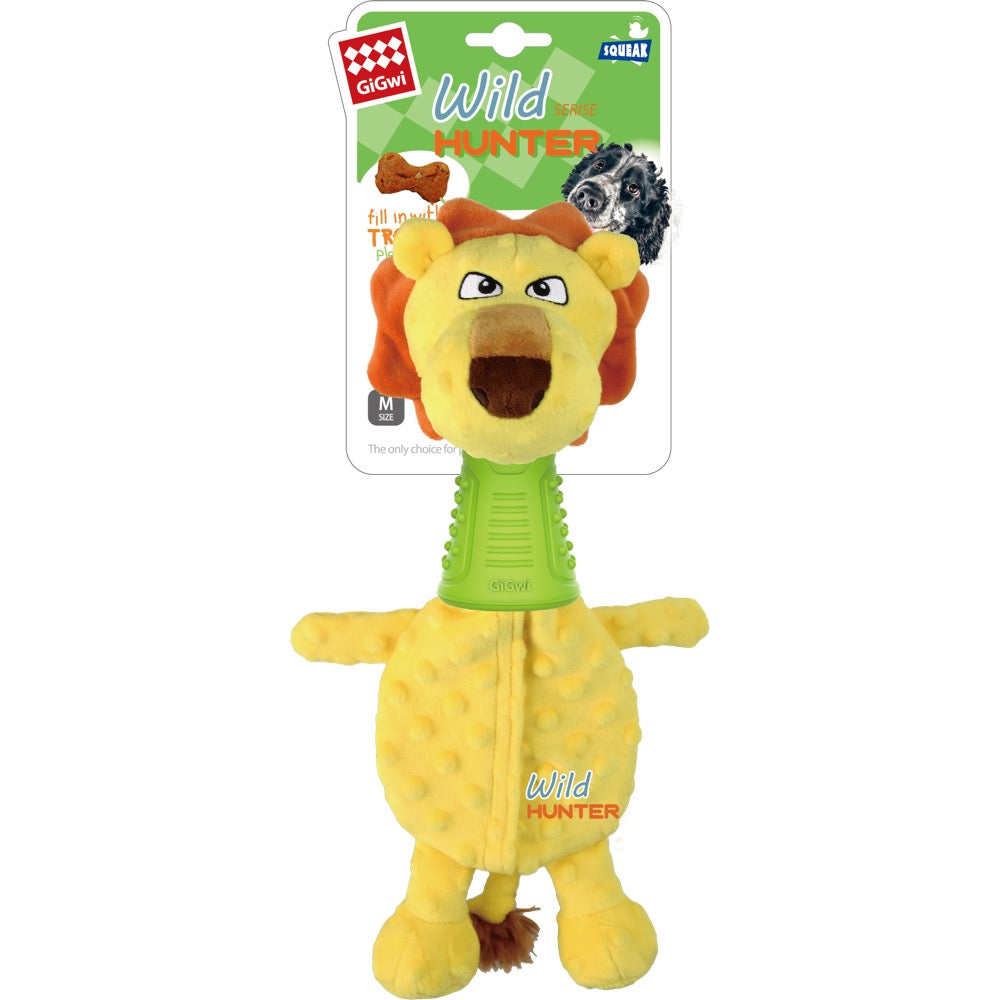 GiGwi Wild Hunter Interactive Plush Dog Toy (Lion)