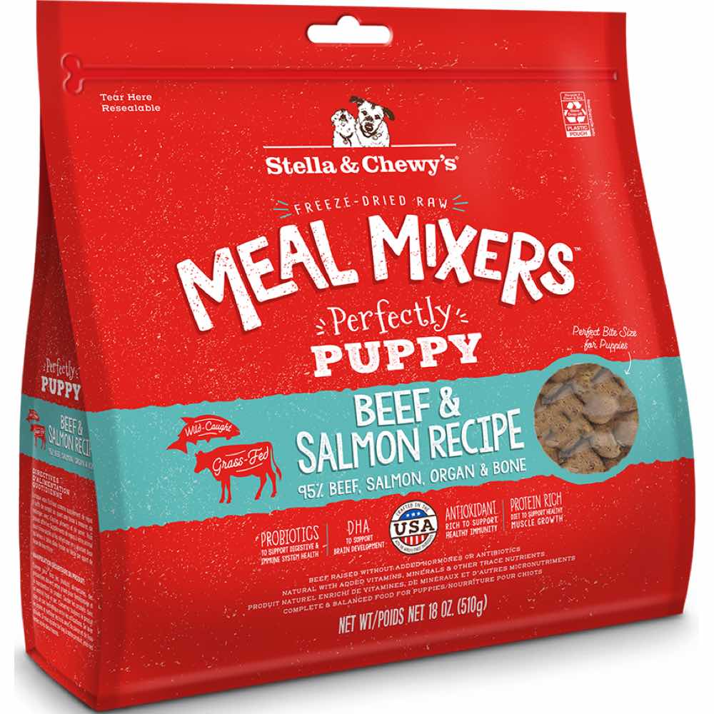 Stella & Chewy??s Perfectly Puppy Beef & Salmon Meal Mixers Grain-Free Freeze-Dried Raw Dog Food 18oz