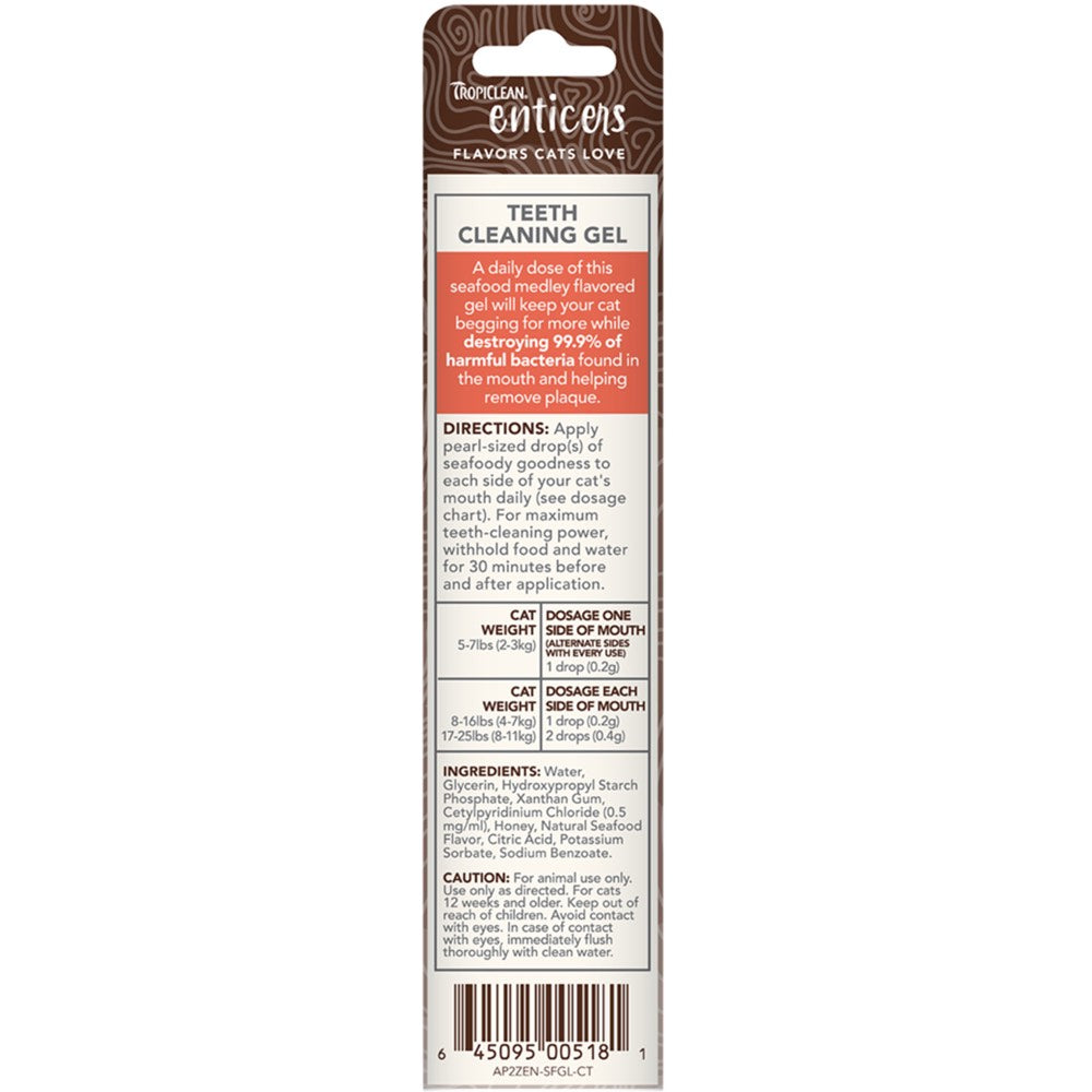15% OFF:?Tropiclean Enticers Seafood Medley Flavor Teeth Cleaning Gel For Cats 2oz