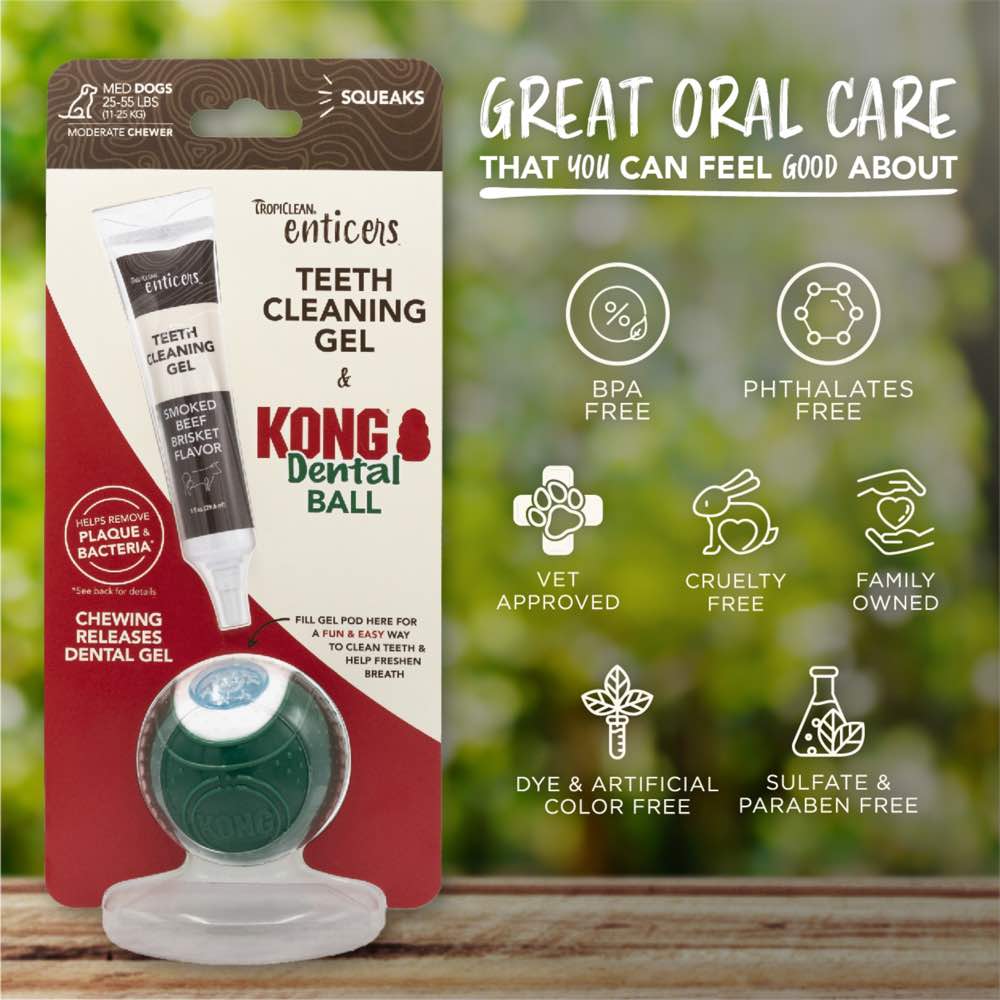 15% OFF (Exp Feb 26):?TropiClean Enticers Teeth Cleaning Gel & Kong Dental Ball Dog Toy (Small)