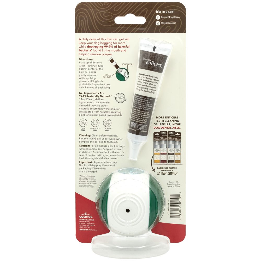 15% OFF:?TropiClean Enticers Teeth Cleaning Gel & Kong Dental Ball Dog Toy (Large)