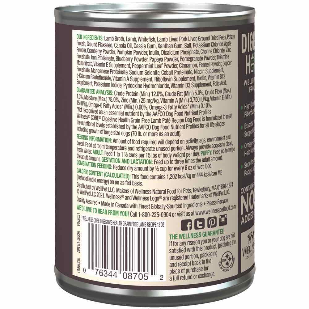 Wellness CORE Digestive Health Lamb Grain-Free Canned Dog Food 13oz